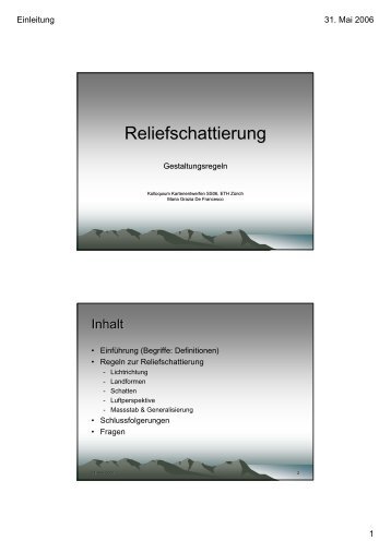 Gestaltungsregeln zur Reliefschattierung - IKG - ETH Zürich