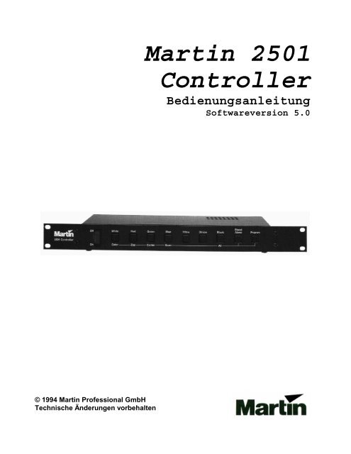 Martin 2501 Controller Bedienungsanleitung Softwareversion 5.0