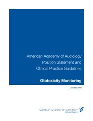 American Academy of Audiology Position Statement and Clinical ...