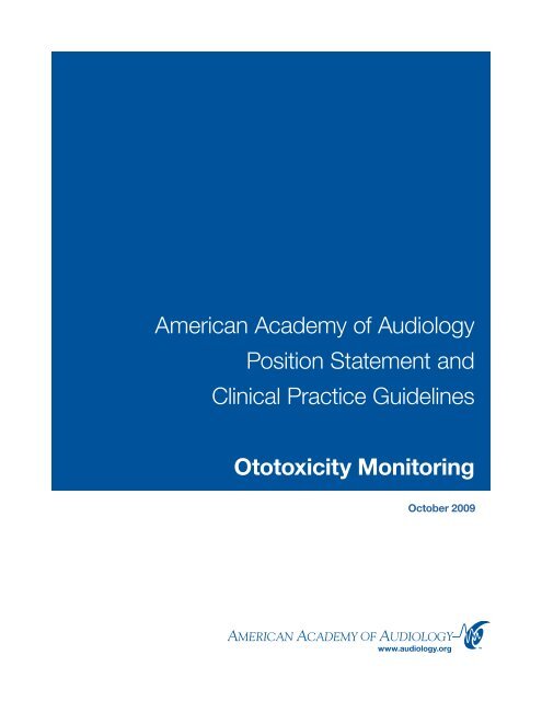 American Academy of Audiology Position Statement and Clinical ...