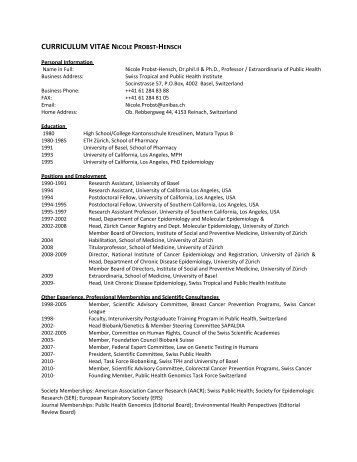 Curriculum Vitae - Swiss Public Health Conference 2011