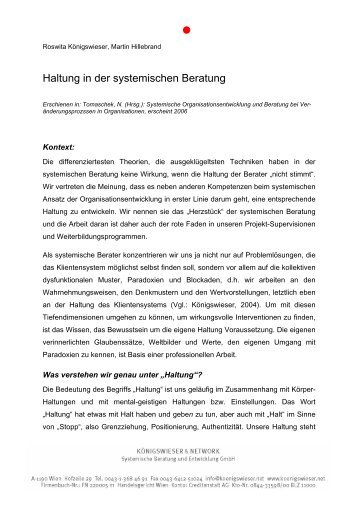Haltung in der systemischen Beratung