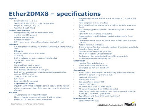 Ether2DMX8 Technical Presentation - Martin