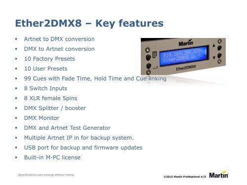 Ether2DMX8 Technical Presentation - Martin