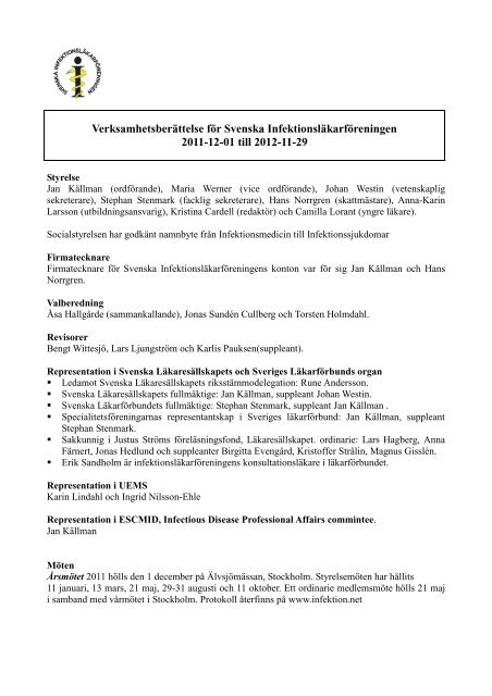 Verksamhetsberättelse 2012 - Infektion.net