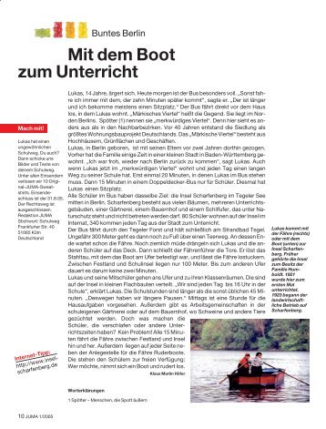 JUMA 1/05, Seiten 10-11, Mit dem Boot zum Unterricht - Iundervisning