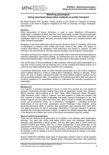Using structured observation methods on public - University of the ...