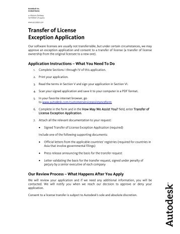 Transfer of License Exception Application - CAD PARTNER GmbH