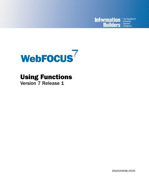 FOCUS Using Functions Version 7 Release 1
