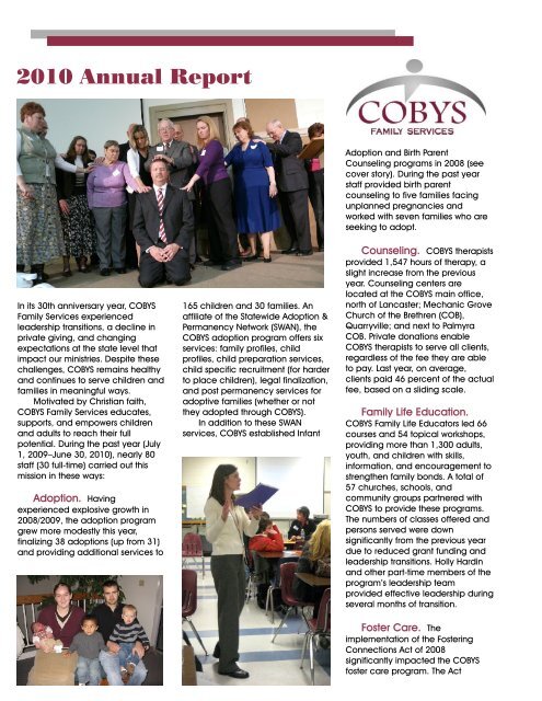 2010 Annual Report - COBYS Family Services
