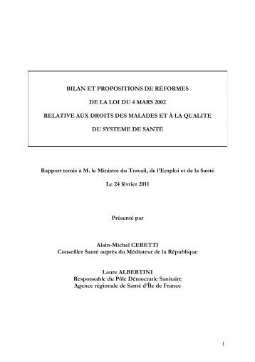 Rapport Faire vivre droits des patients - La Documentation française