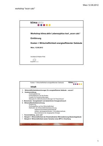 Einführung: Kosten + Wirtschaftlichkeit ... - Klima Aktiv