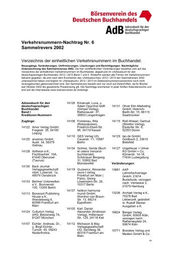 Verzeichnis der einheitlichen Verkehrsnummern im Buchhandel