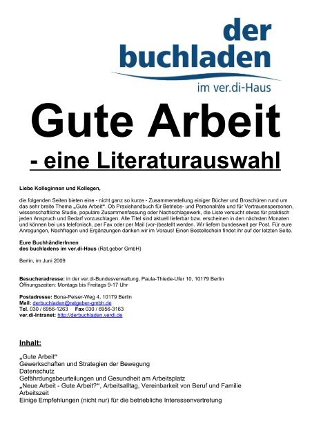 der Buchladen (pdf) - Gute Arbeit - ver.di Tagung