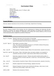 Curriculum Vitae - Department of Zoology - University of Cambridge