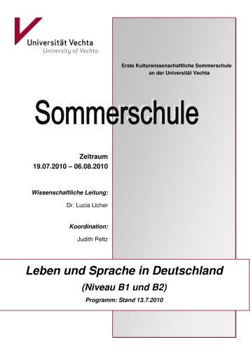 Programm Kulturwissenschaftliche Sommerschule - Universität Vechta