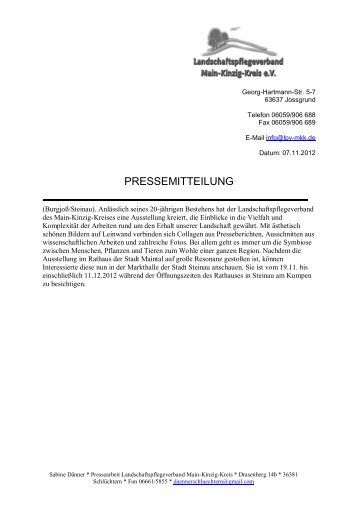 PRESSEMITTEILUNG - Naturpark Hessischer Spessart