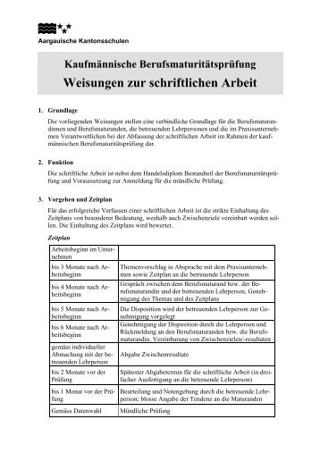 Weisungen zur schriftlichen Arbeit - Alte Kantonsschule Aarau