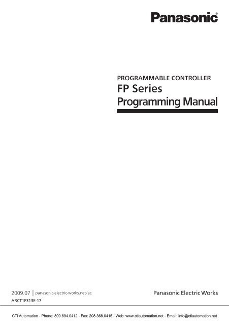 Panasonic FP Series PLC Programming Manual - CTi Automation