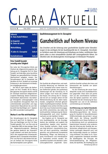 Ganzheitlich auf hohem Niveau - Claraspital