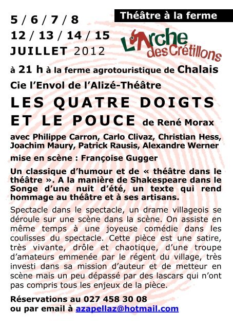 LES QUATRE DOIGTS ET LE POUCE de René Morax - Chalais