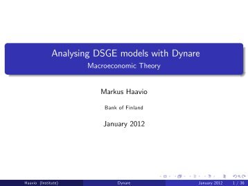 Analysing DSGE models with Dynare - HECER