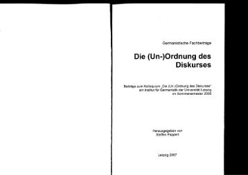 Die (Un-)Ordnung des Diskurses - Joachim Scharloth