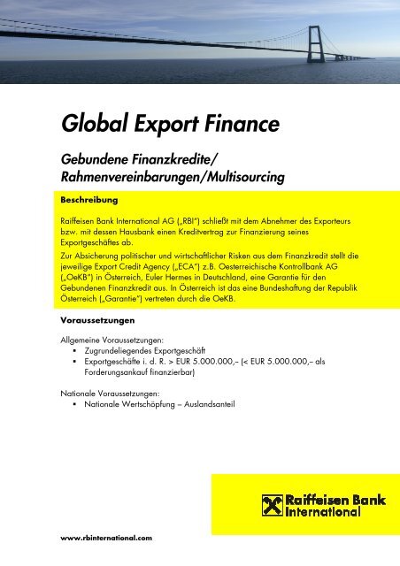 Gebundener Finanzkredit - Raiffeisen Bank International AG