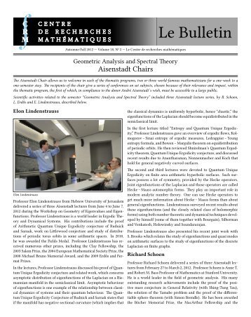 Le Bulletin - CRM - Université de Montréal