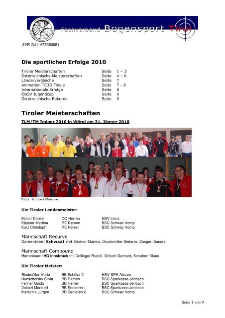 Tiroler Meisterschaften - Bogensport Tirol