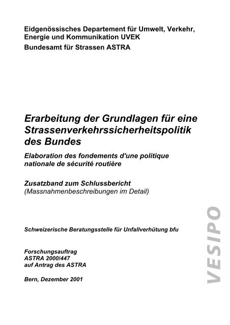 Erarbeitung der Grundlagen für eine ... - BfU