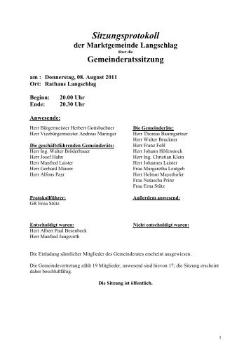 Gemeinderatssitzung - Langschlag