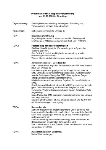 Protokoll der MRV-Mitgliederversammlung am 11.06.2005 in ...