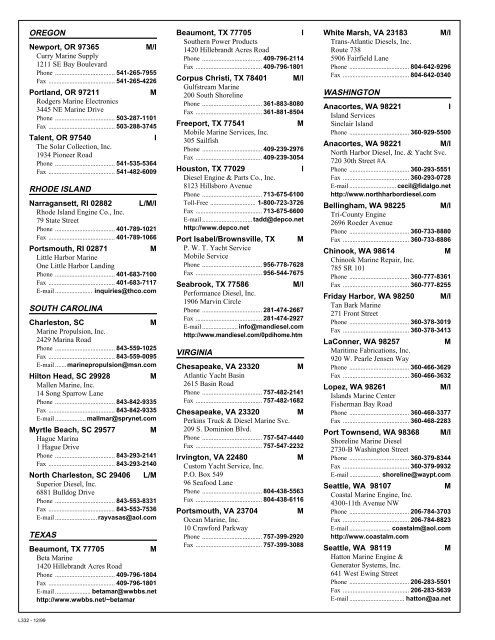 Lugger Marine Propulsion Engine Dealers - L-36 Fleet