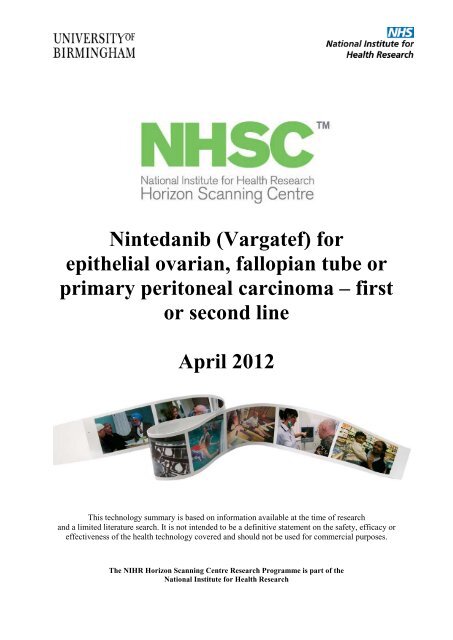 Nintedanib (Vargatef) - National Horizon Scanning Centre - NIHR