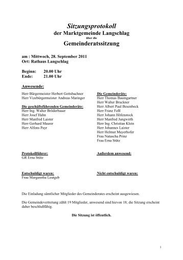 Gemeinderatssitzung - Langschlag