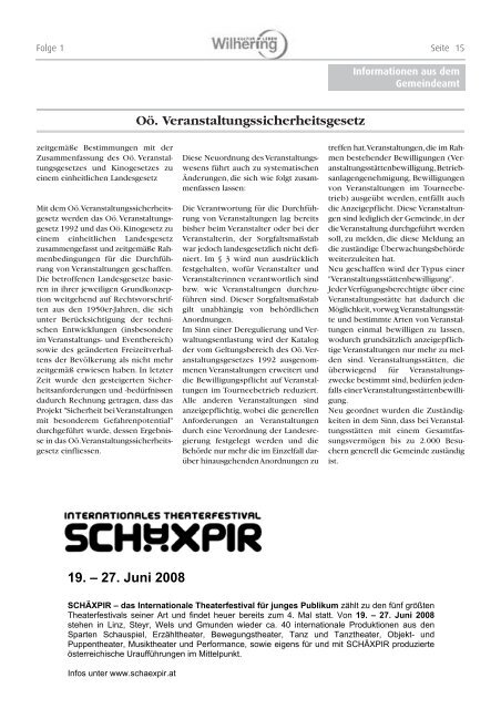 Gemeindezeitung 1 / 2008 (0 bytes) - Gemeinde Wilhering