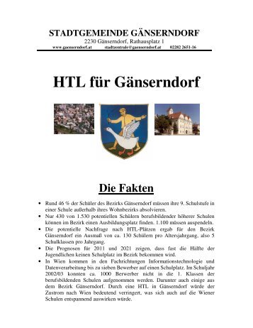 HTL für Gänserndorf Die Fakten - Stadtgemeinde Gänserndorf