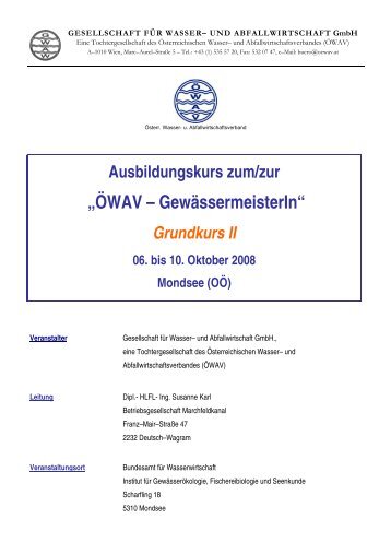 Ausbildungskurs zum/zur „ÖWAV – GewässermeisterIn“