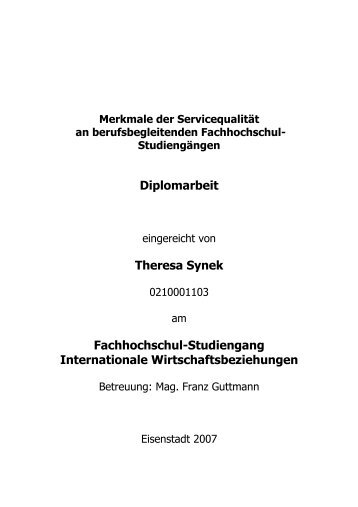 Diplomarbeit Theresa Synek Fachhochschul-Studiengang ...