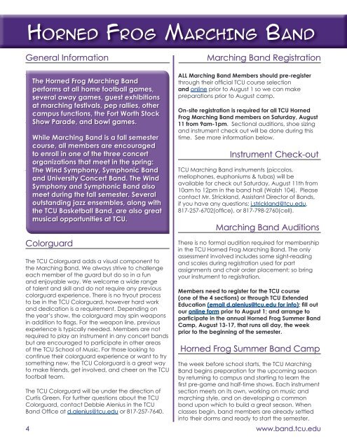 SUMMER NEWSLETTER - tcu band - Texas Christian University