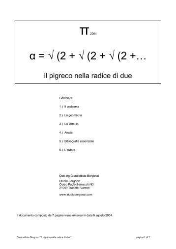 α = √ (2 + √ (2 + √ (2 +… - Matematicamente.it