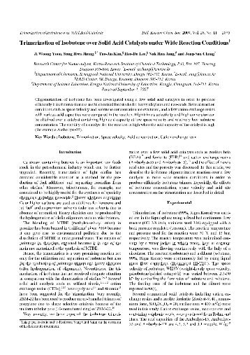 Trimerization of Isobutene over Solid Acid Catalysts under Wide ...