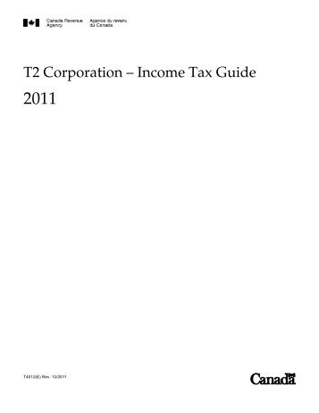 T2 Corporation – Income Tax Guide - Agence du revenu du Canada