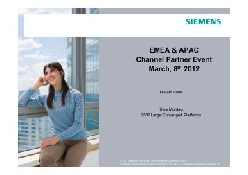 EMEA & APAC Channel Partner Event March, 8th 2012 - Siemens ...