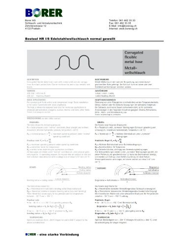 Edelstahlschläuche - Borer AG