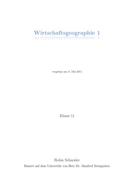 Wirtschaftsgeographie 1 – Klasse 11 - Hostorama