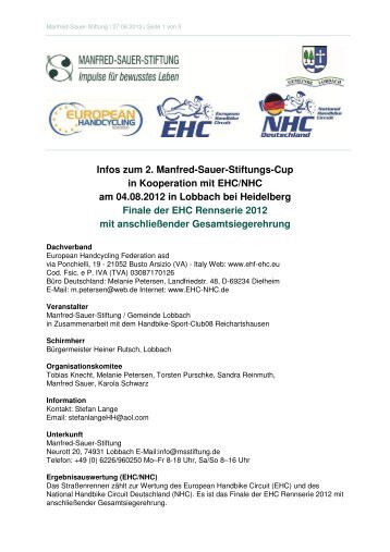 Infos zum 2. Manfred-Sauer-Stiftungs-Cup in Kooperation mit EHC ...