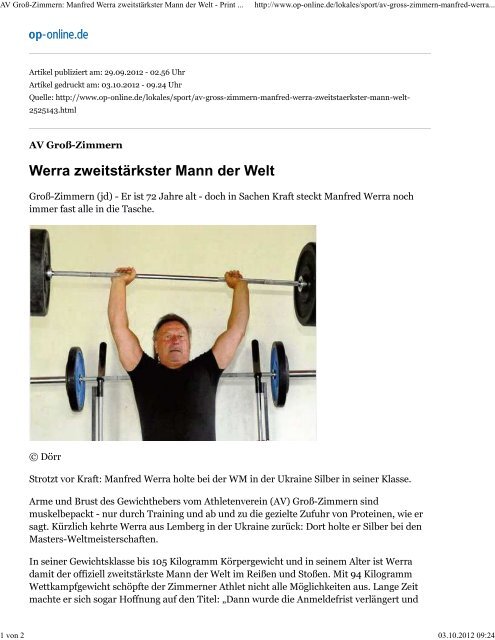 Av Gross Zimmern Manfred Werra Zweitstarkster Mann Der Welt