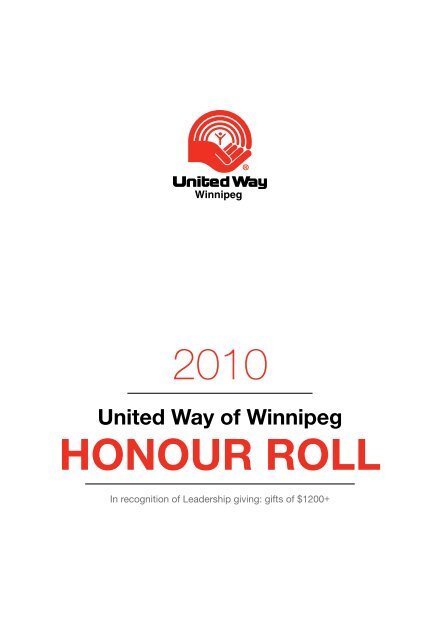 2010 HonoUr roll - United Way of Winnipeg